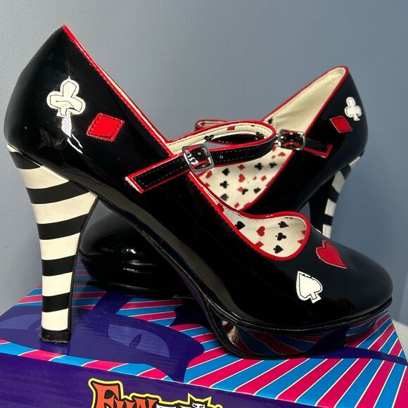 Funtasma Contessa 57 Alice in Wonderland 4” Heels size 9 Black - Picture 2 of 10